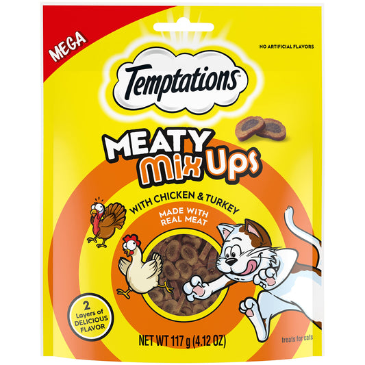 Temptations Meaty MixUps Cat Treats with Chicken & Turkey, 4.12 oz. Pouch