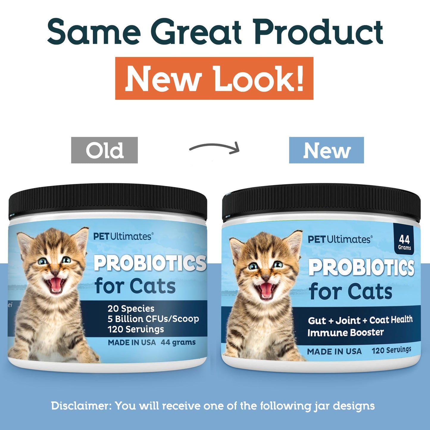 Pet Ultimates Probiotics for Cats – 20-Species Cat Probiotic Powder to Treat Diarrhea, Vomiting, Digestive Support & Cat Antibiotics Recovery – Cat Health Supplies (44 gr)