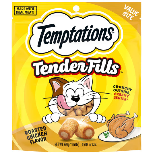 Temptations Tender Fills Crunchy and Soft Adult Cat Treats Roasted Chicken Flavor, 11.6 oz. Pouch