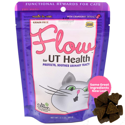 In Clover Flow Soft Chews for Daily Support for UT Health in Cats, Scientifically Formulated with Natural Ingredients for a Healthy Urinary Tract. 2.1oz. (60gm)