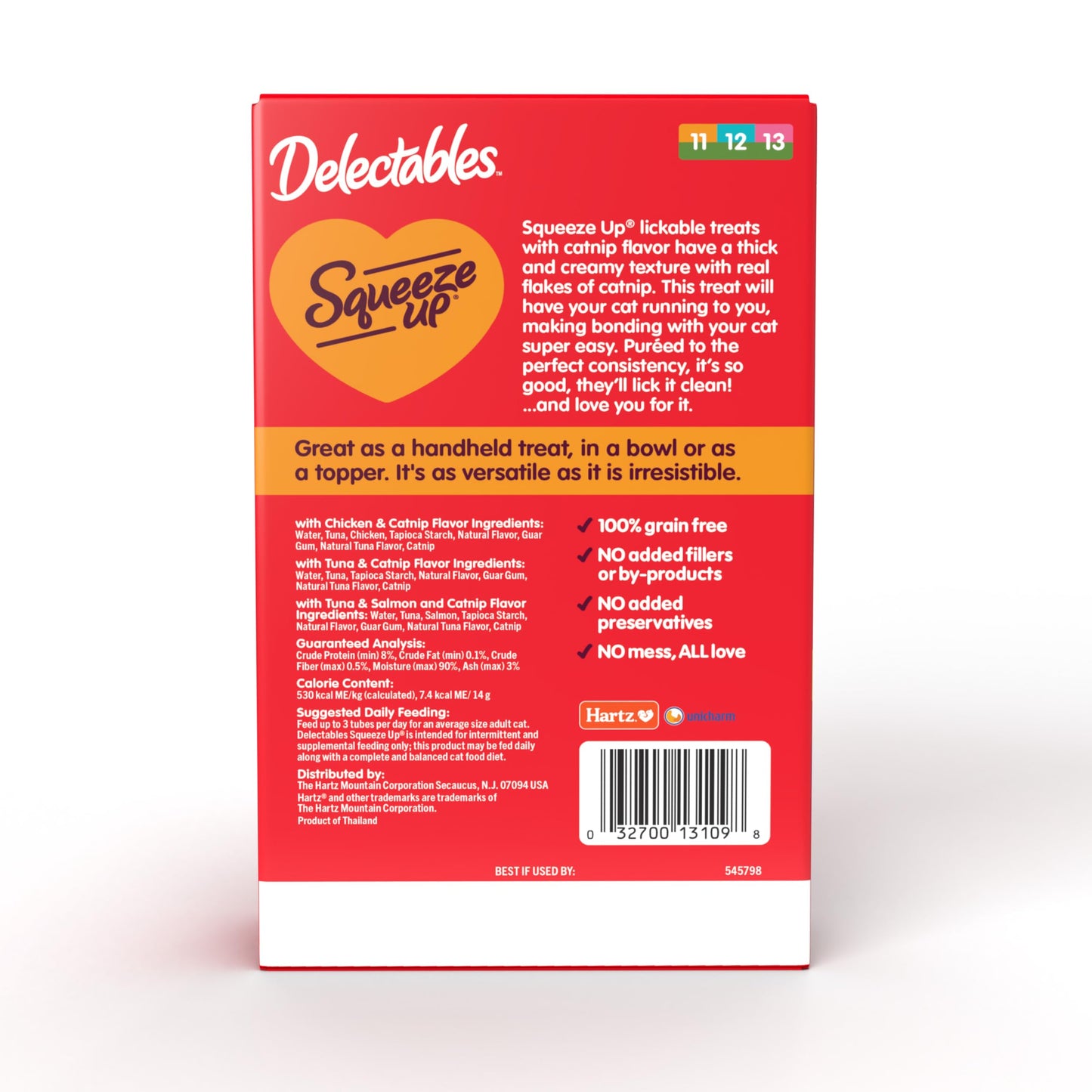 Delectables Squeeze Up Catnip Variety Pack, Creamy Squeezable Puree, Lickable Wet Cat Treats, Grain Free, No Added Fillers, No by-Products, No Added Preservatives, 0.5 Ounces Tube, 20 Tubes Total