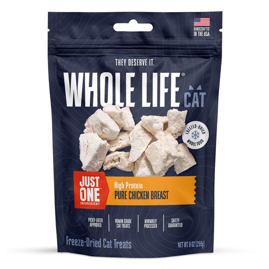 Whole Life Pet Just One Chicken Freeze Dried Cat Treats - Human Grade Cat Food Toppers, High Protein Cat Snacks, Cat Toppers for Food, USA Made Natural Cat Treats - 9 oz (Pack of 1)