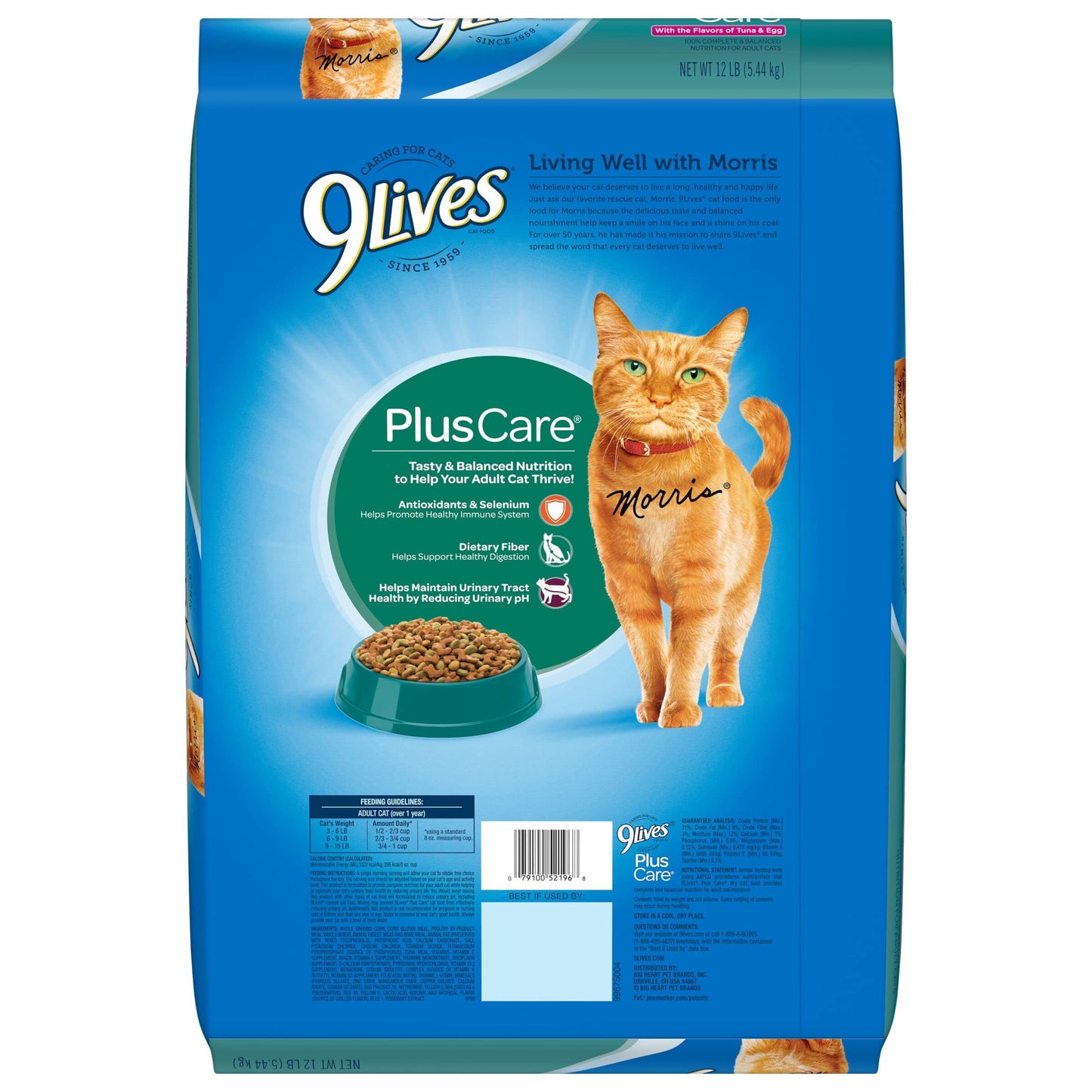 9Lives Plus Care Dry Cat Food, 12 lb. Bag