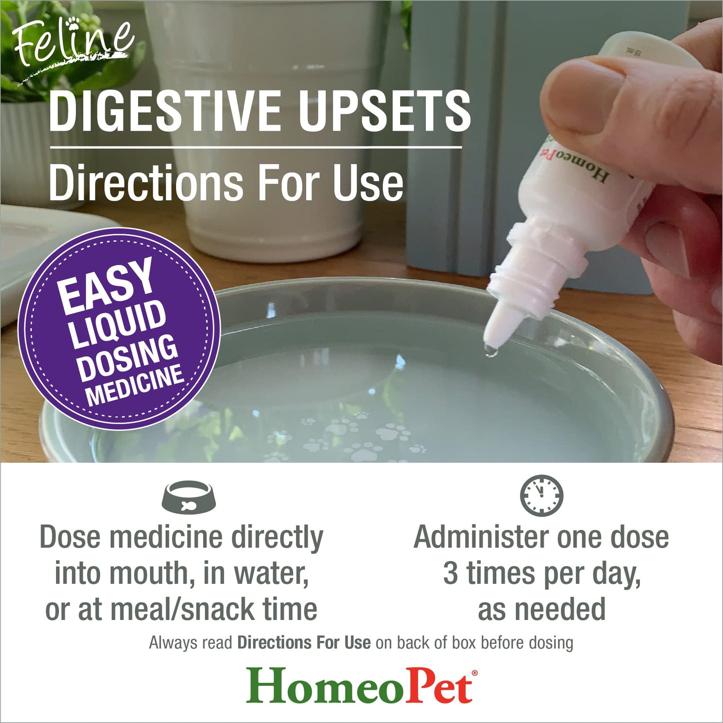 HomeoPet Feline Digestive Upsets, Natural Cat Digestive Support, Digestive Supplement for Cats, 15 Milliliters