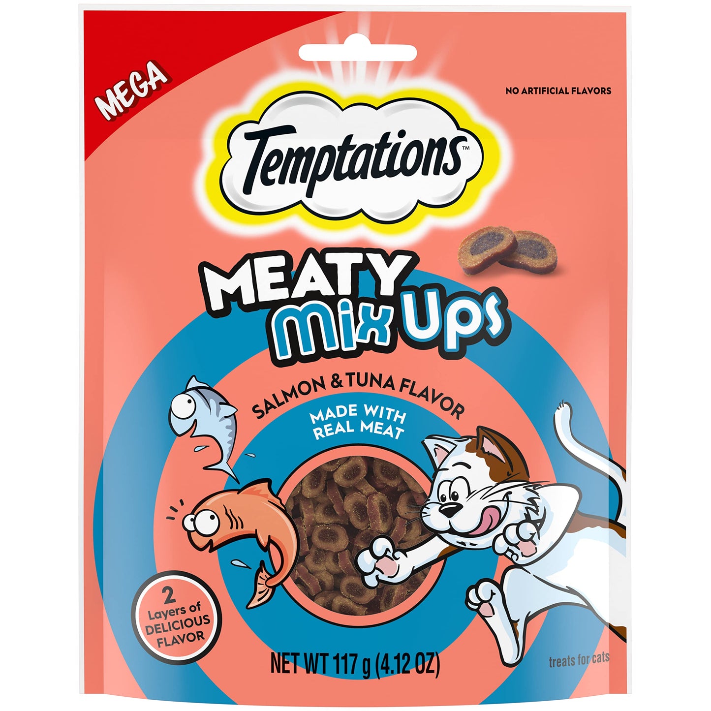 Temptations Meaty MixUps Cat Treats Salmon & Tuna Flavor, 4.12 oz. Pouch