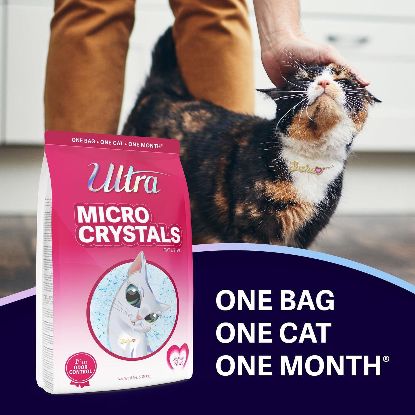 Ultra Micro Crystals Cat Litter - 99.9% Dust Free, Soft on Paws, Fragrance Free - 5 Lbs.