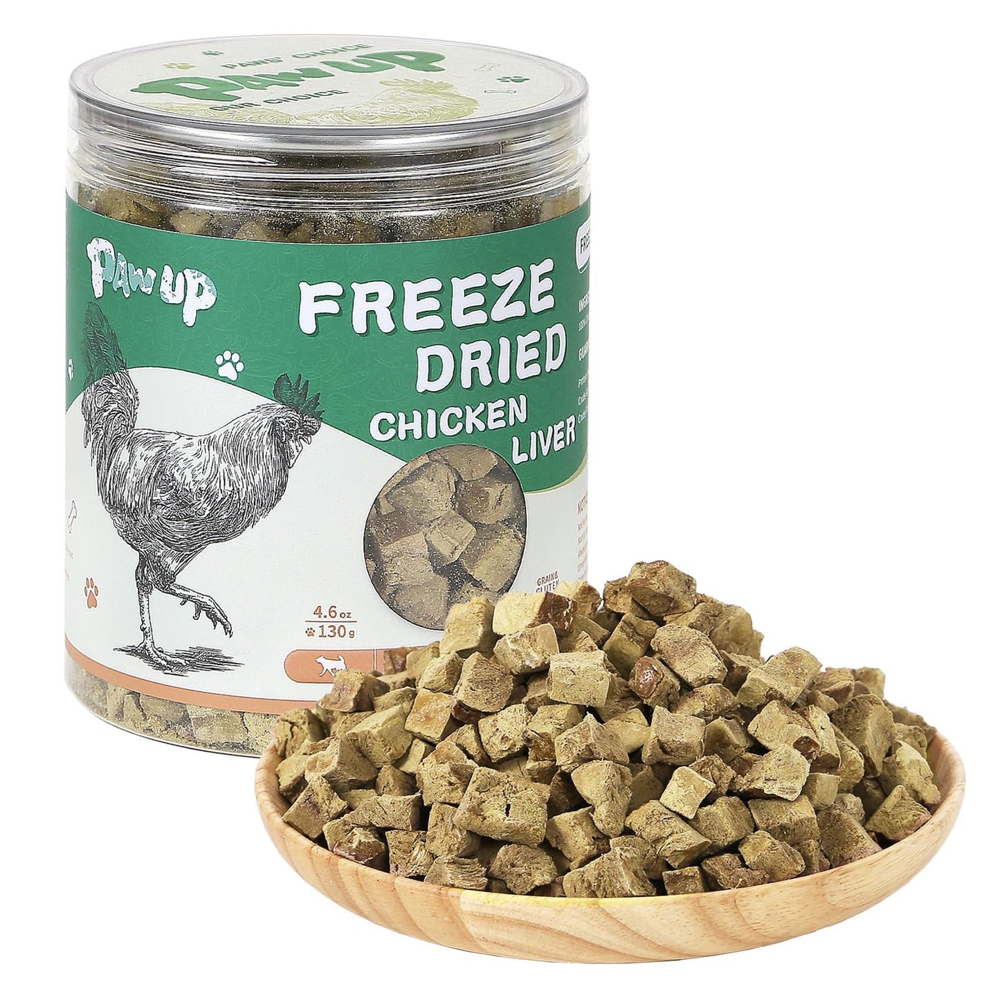 PAWUP Freeze Dried Chicken Liver Pet Treats, High Protein Freeze-Dried Pet Food for Dogs, Cats, Fresh Ingredient Snacks, 4.6 oz, Rawhide Free&Grain Free