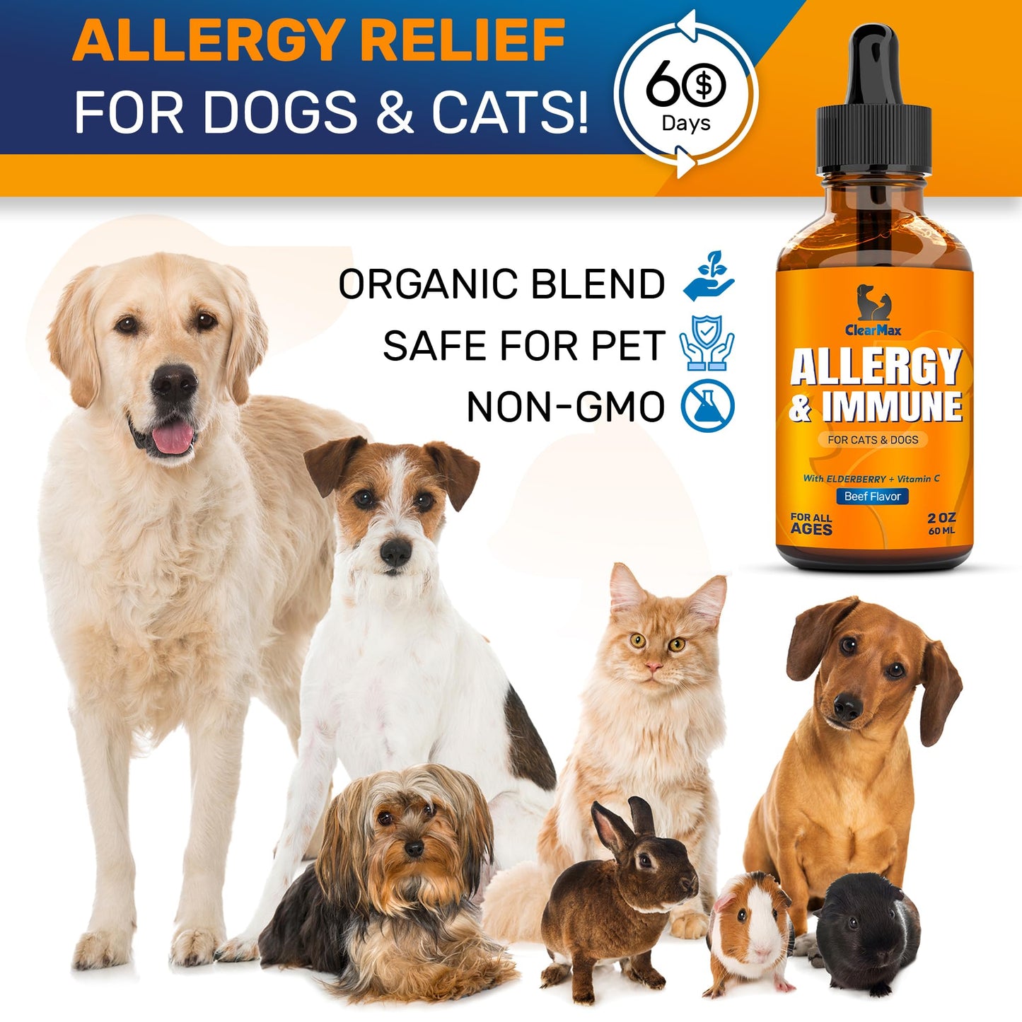 Cat Allergy – Dog Allergy – Cat and Dog Allergy Support – Cat Itching – Dog Itching Skin – Natural Ingredients – 2 Oz