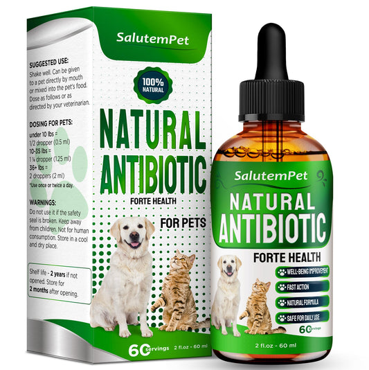 Antibiotics for Cats | Dog Antibiotics in Drops | Forte Health Natural Formula | Urination & Digestion Care | Bones Support | Helps with Allergies | for Pets of All Ages & Breeds | 2 Oz Bottle