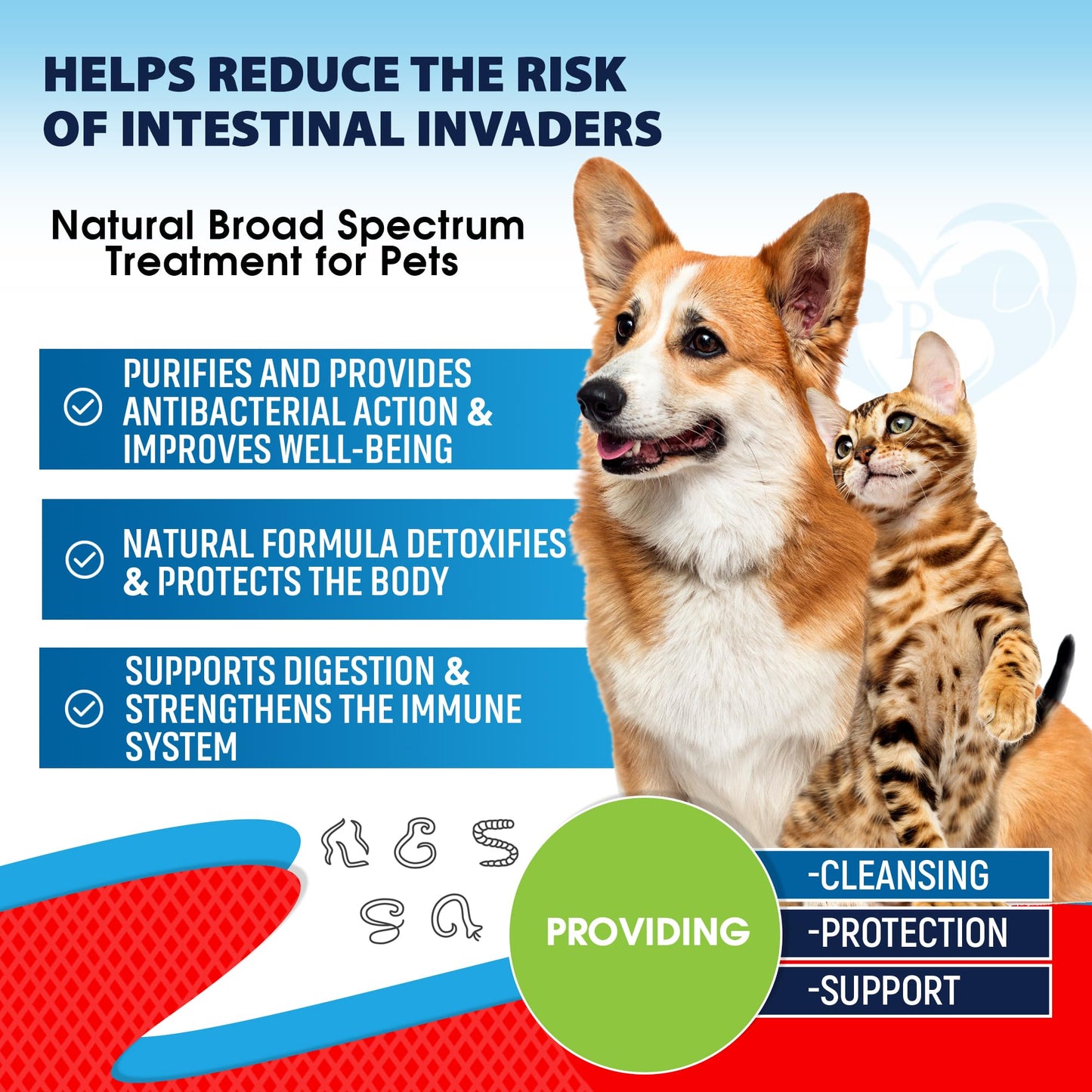 Natural Cat & Dog Intestinal Defense - Herbal Cleanse Broad Spectrum Treatment - Helps Remove Parasites & Toxins - Digestive Issues Supplement for Kittens & Puppies Made in USA