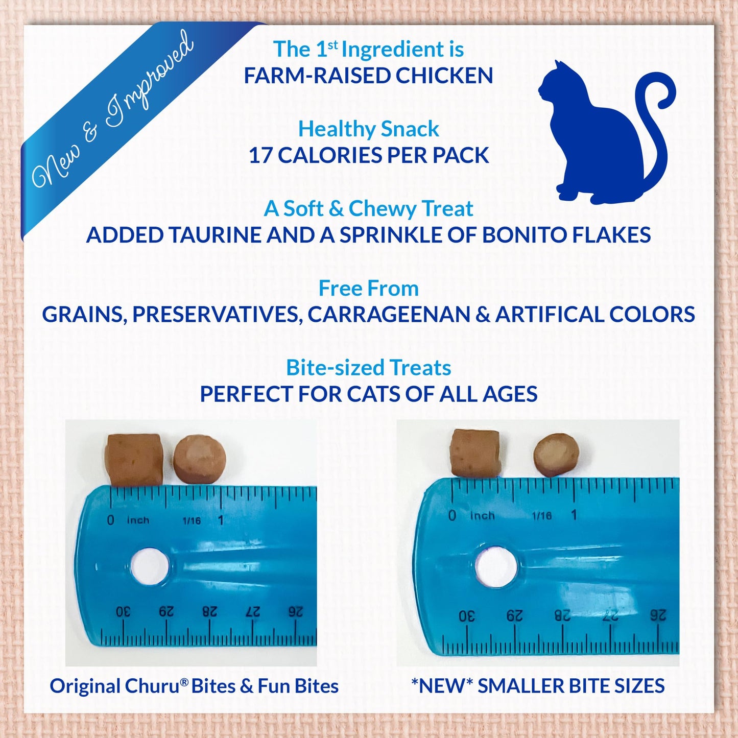 INABA Churu Fun Bites for Cats, Soft & Chewy Baked Chicken Wrapped Filled Cat Treats with Taurine, 0.42 Ounces Each Tetra, 18 Tetras (3 per Bag), Chicken with Pumpkin Recipe