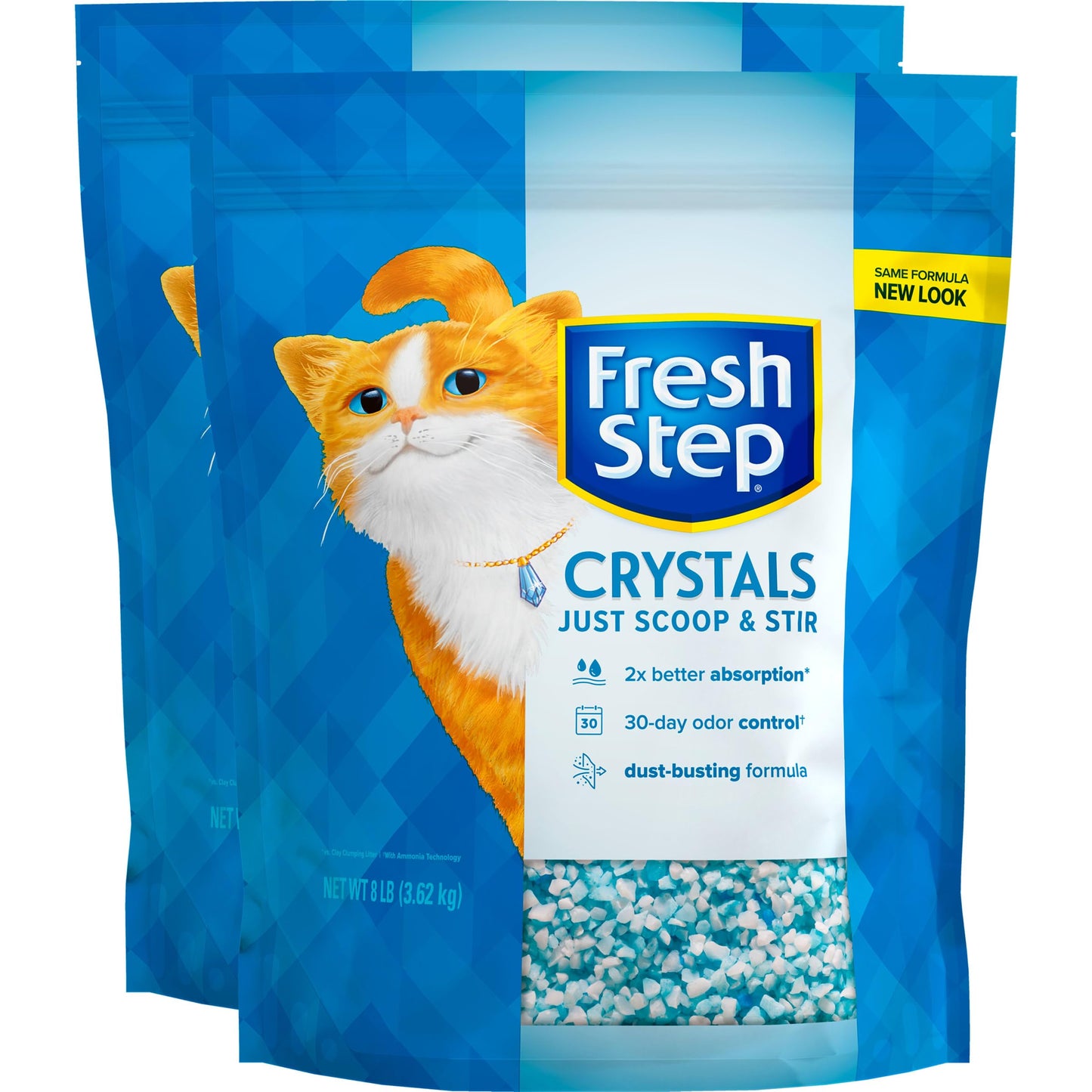 Fresh Step Crystals, Premium Cat Litter, Scented, 8 Pounds, Pack of 2 (Package May Vary)