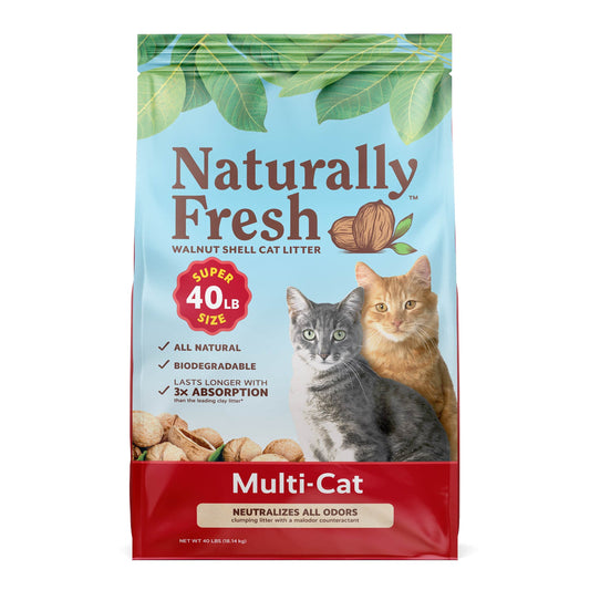 Naturally Fresh Cat Litter Made From Walnut Shells, Multi-Cat, Unscented, Upcycled, Low Dust, Sustainable, 40 Lbs