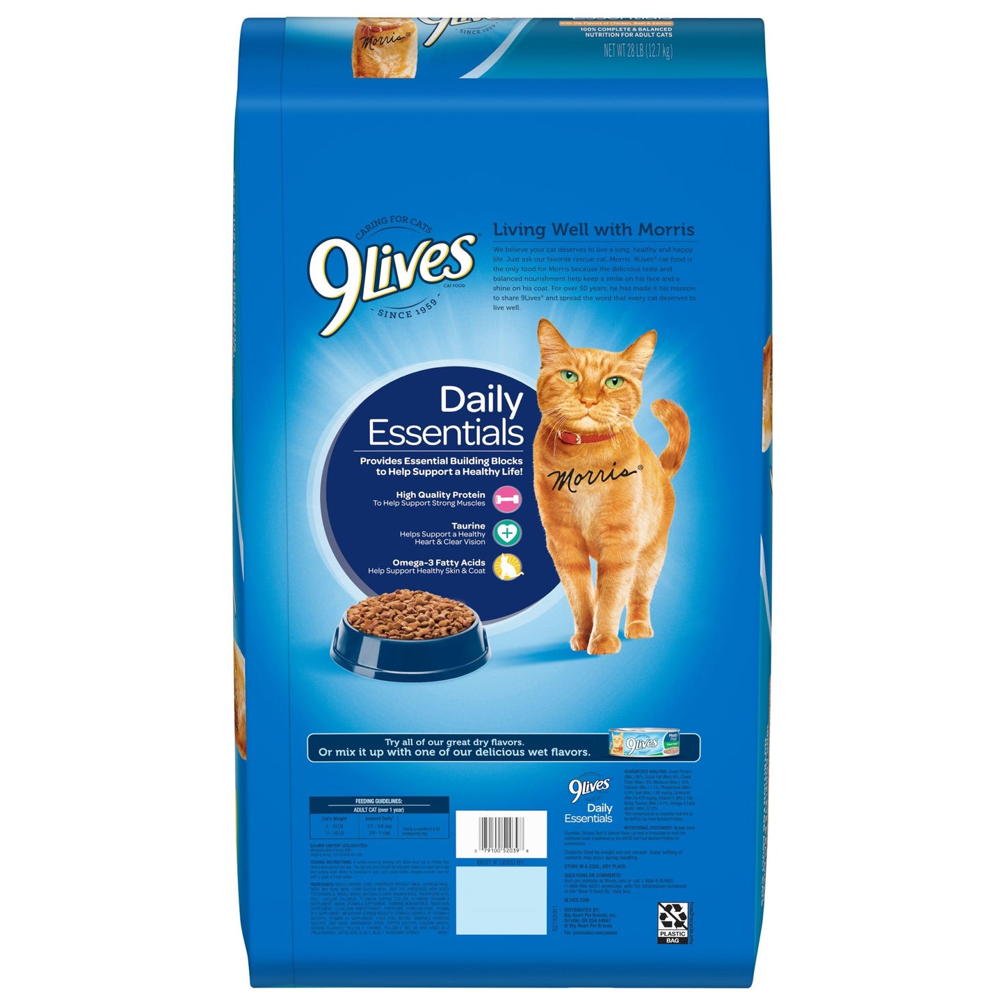 9Lives Daily Essentials Dry Cat Food With Chicken, Beef & Salmon Flavors, 28 lb Bag