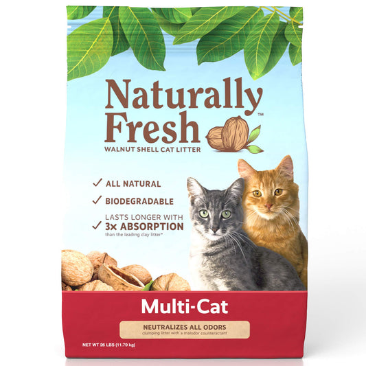 Naturally Fresh Cat Litter Made From Walnut Shells, Unscented, Multi-Cat, Upcycled, Low Dust, Sustainable, 26 Lbs