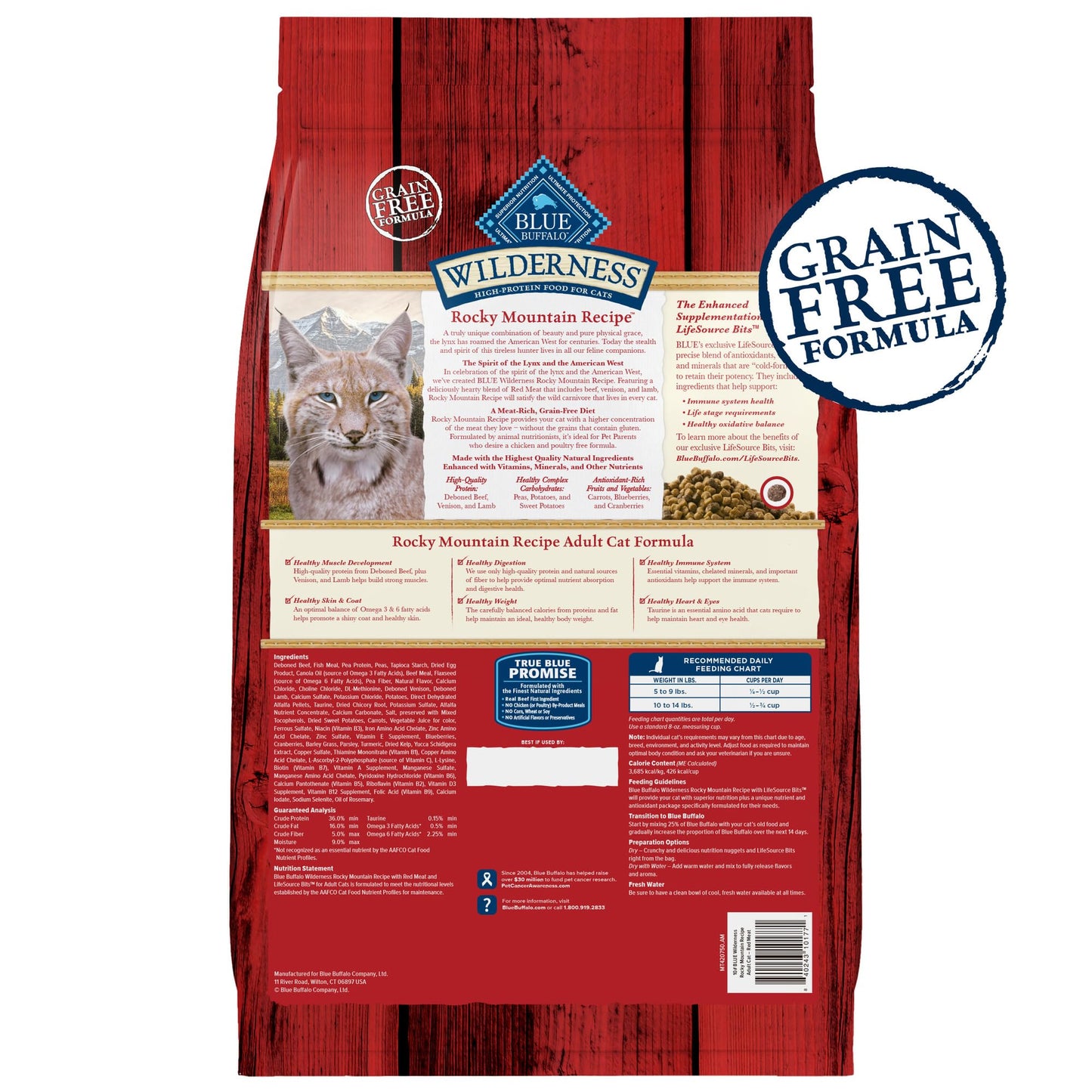 Blue Buffalo Wilderness Adult Dry Cat Food, Rocky Mountain Recipe, Chicken-Free & Grain-Free Recipe Made with Natural Ingredients, Red Meat, 10-lb Bag