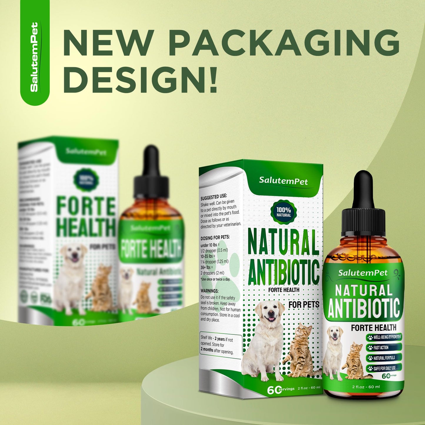 Antibiotics for Cats | Dog Antibiotics in Drops | Forte Health Natural Formula | Urination & Digestion Care | Bones Support | Helps with Allergies | for Pets of All Ages & Breeds | 2 Oz Bottle