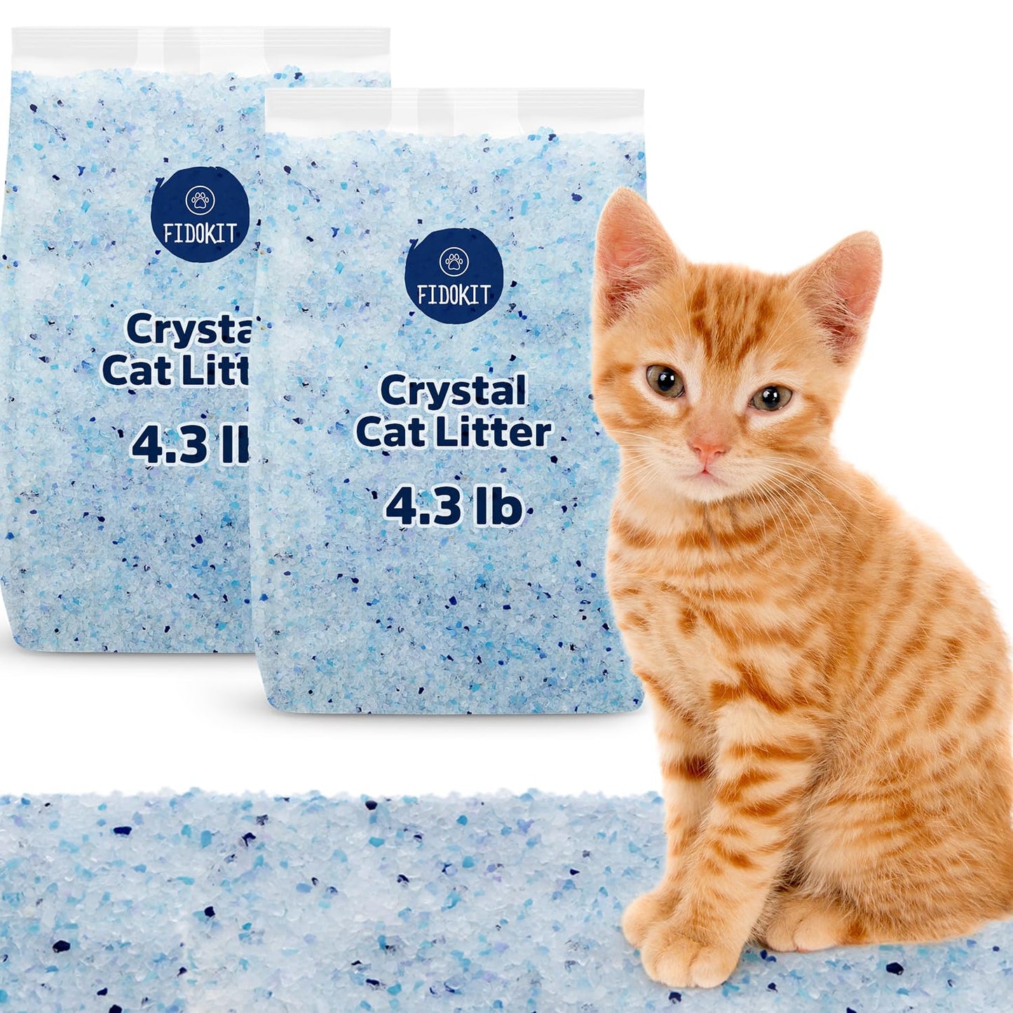 Crystal Cat Litter, Superior Cat Litter Crystals for Odor Control, Perfect for ScoopFree Cat Litter Boxes, 2 Bags of Crystal Litter 4.3LB Each, Total of 8.6LB