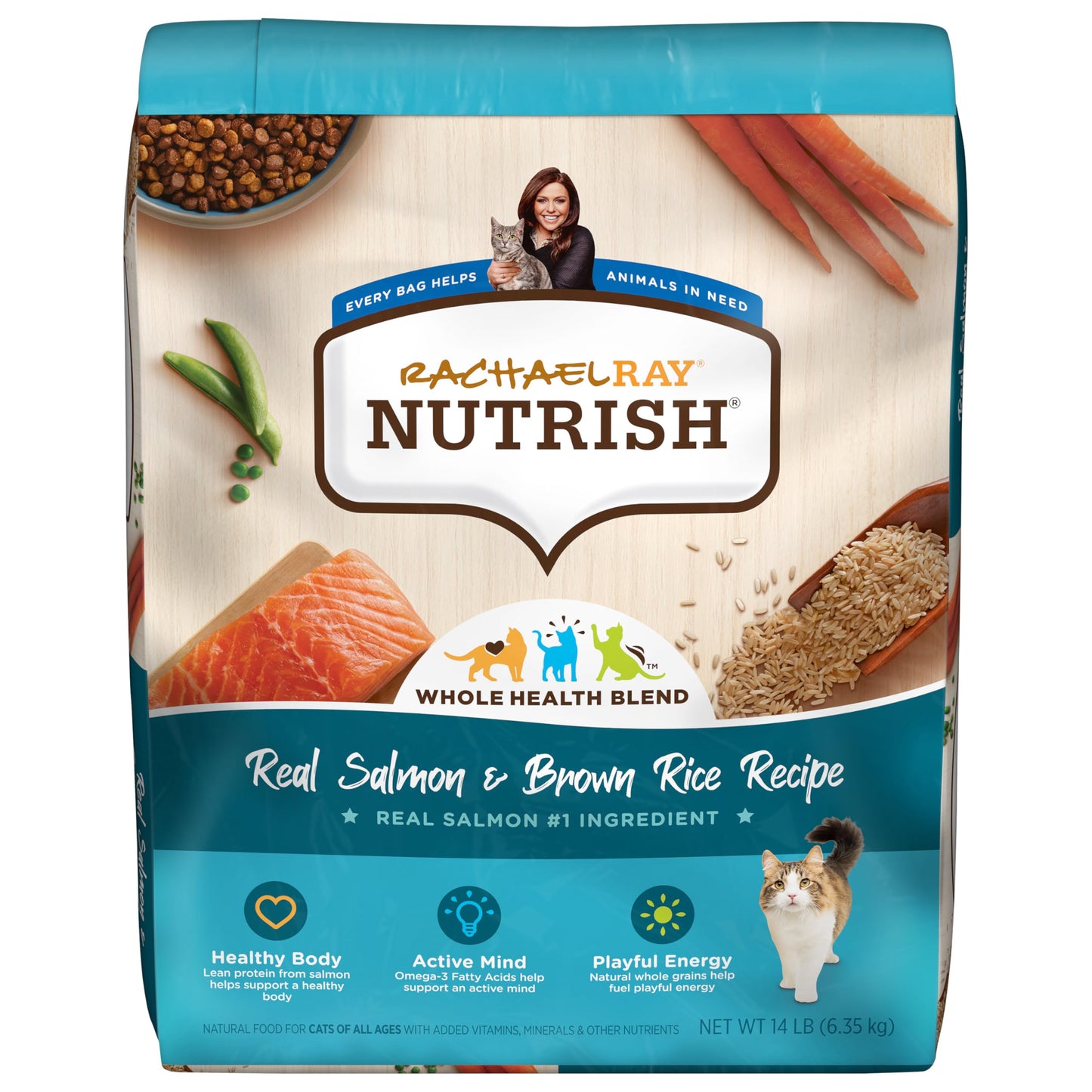 Rachael Ray Nutrish Premium Natural Dry Cat Food, Real Salmon & Brown Rice Recipe, 14 Pounds (Packaging May Vary)