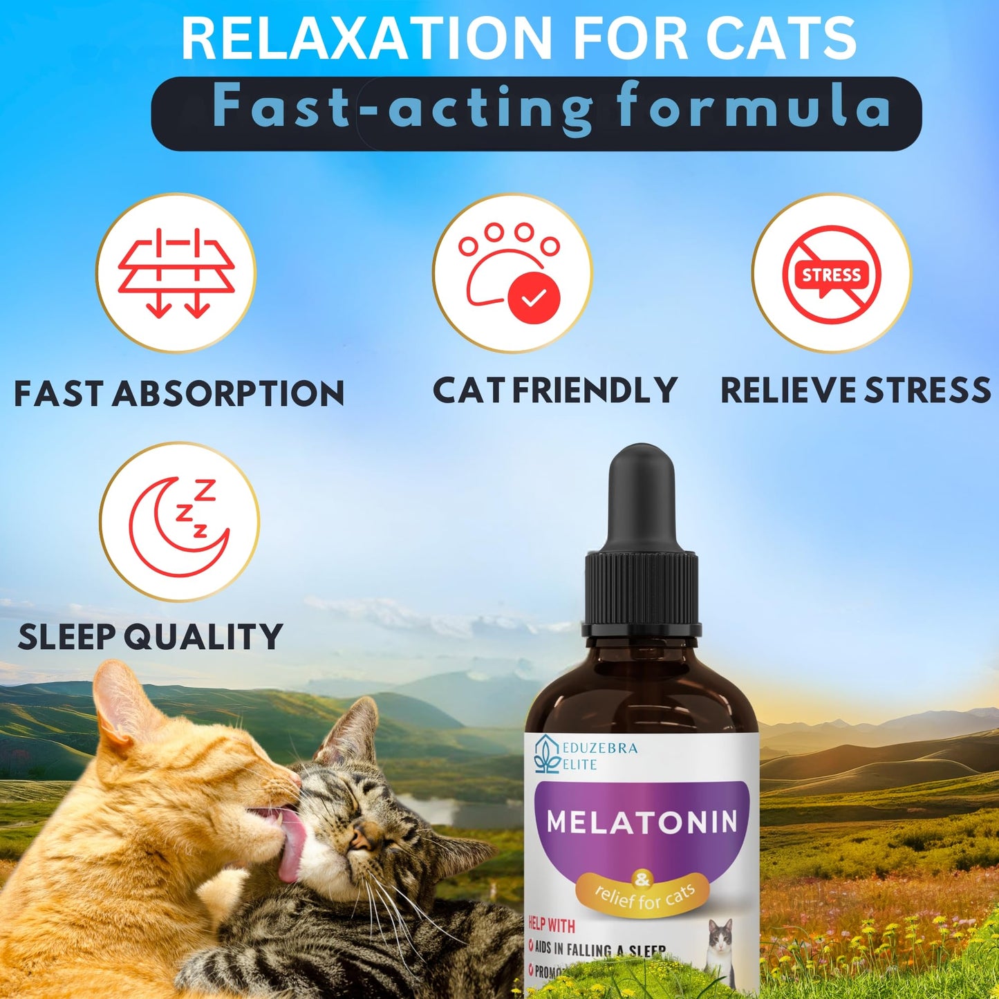 EDUZEBRA Cat Melatonin, Melatonin for Cats, Cat Sedative for Grooming, Cat Sleep Aid, Cat Calming Treats, Anxiety Relief for Cats, Support Restful Sleep for Your Cat