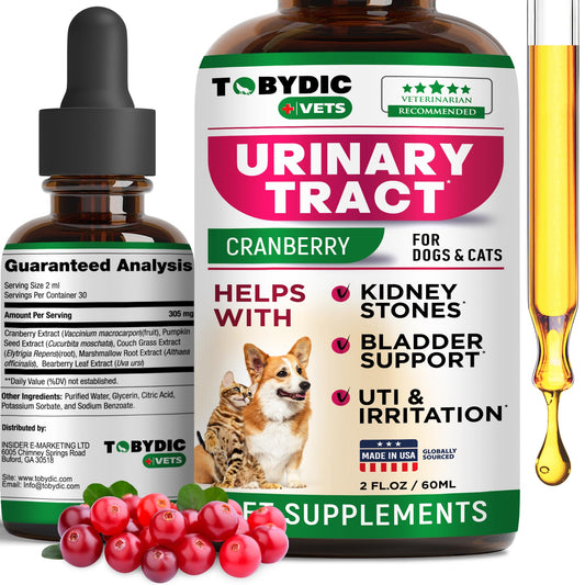 Cat & Dog Natural UTI Medicine & Urinary Tract Infection Treatment with Cranberry - Kidney + Bladder Support Supplement - Best Prevention for Urine Incontinence & Bladder Stones - Pet Renal Health