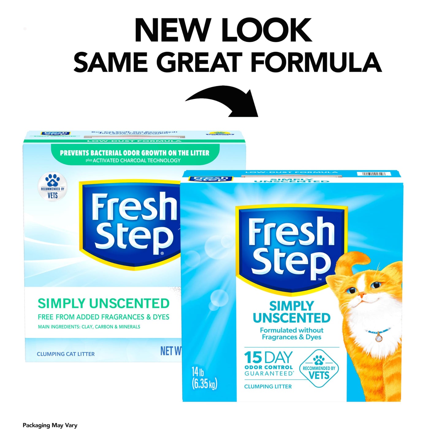 Fresh Step Simply Unscented Clumping Litter, Fresh Step Unscented Cat Litter With Activated Charcoal Technology, 14 lb. Box