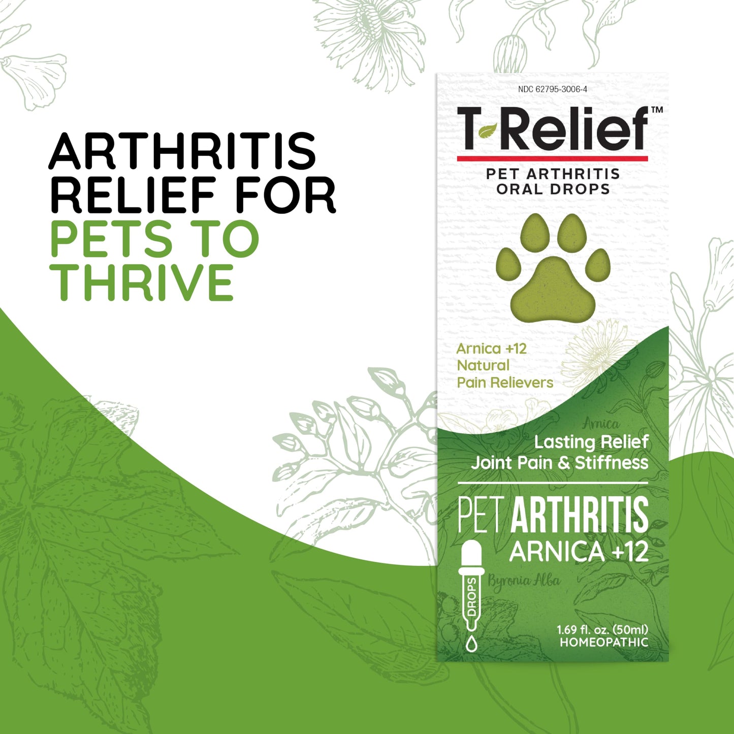 MediNatura T-Relief Pet Arthritis Pain Relief Arnica +12 Powerful Natural Medicines Help Reduce Hip & Joint Pain, Soreness & Stiffness - Fast-Acting Soother for Dog & Cat - 1.69 oz