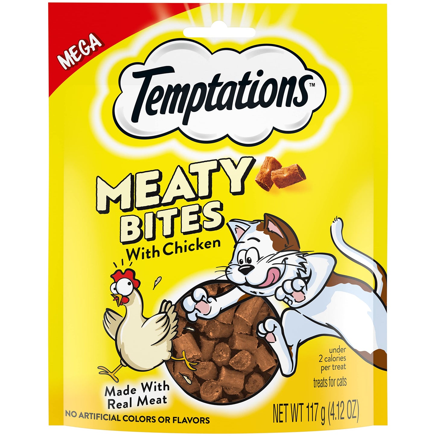 Temptations Meaty Bites Soft and Savory Cat Treats with Chicken, 4.12 oz. Pouch