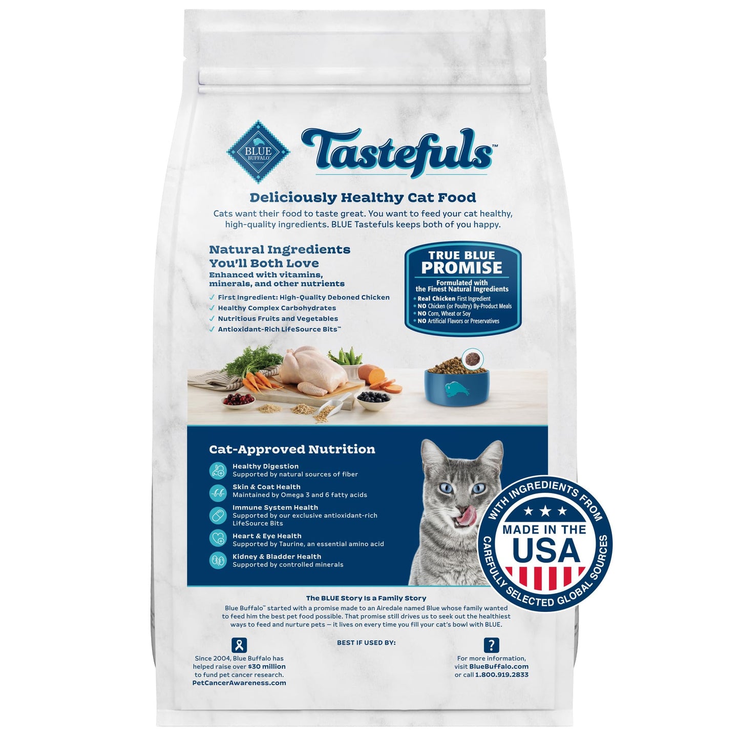 Blue Buffalo Tastefuls Natural Dry Food for Active Adult Cats, Chicken and Brown Rice Recipe, 7-lb. Bag