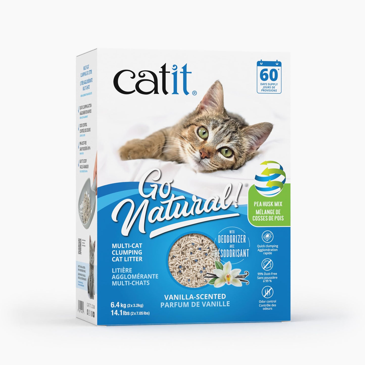 Catit Go Natural Plant-Based Cat Litter, Sustainable and Eco-Friendly, 99% Dust-Free, Low Tracking, High Absorption, Odor Control, Easy to Scoop