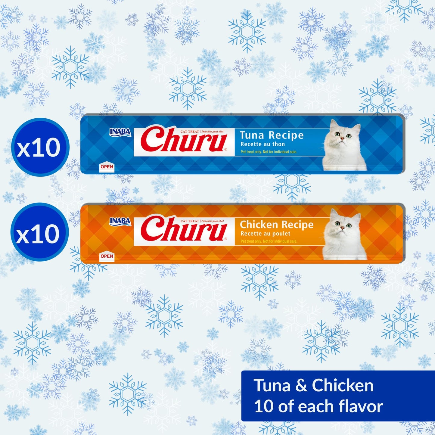 INABA Churu Cat Treats, Lickable, Squeezable Creamy Purée Cat Treat with Vitamin E, 0.5 Ounces Each Tube, 20 Tubes, Holiday Variety Pack