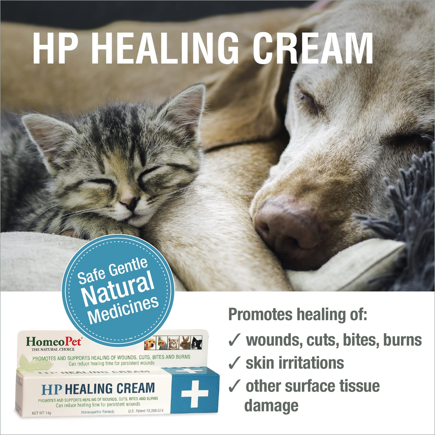 HomeoPet HP Healing Cream, Natural Support for Pet Wound Healing, Skin-Healing Cream for Dogs and Cats, 14 Grams