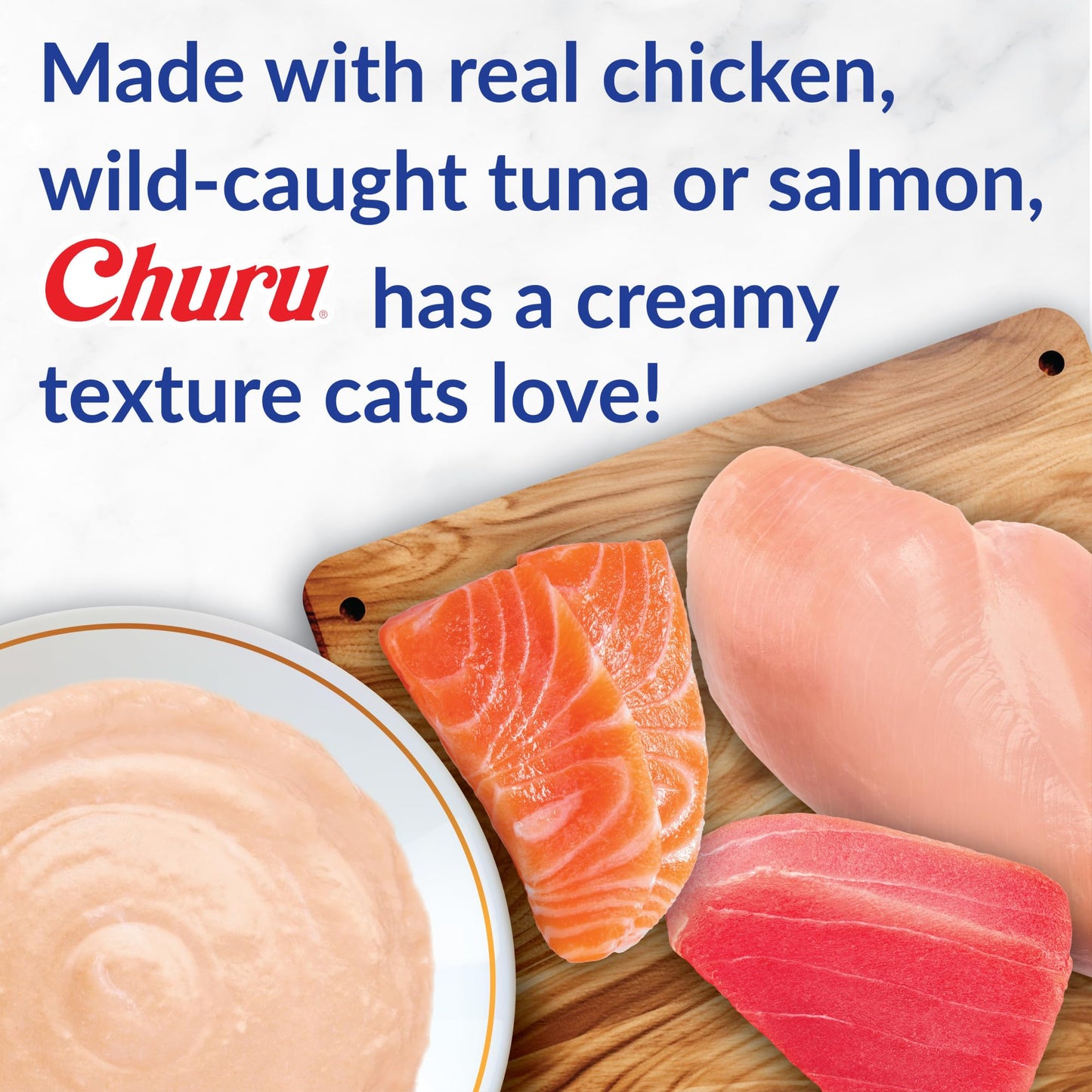 INABA Churu Cat Treats, Grain-Free, Lickable, Squeezable Creamy Purée Cat Treat/Topper with Vitamin E & Taurine, 0.5 Ounces Each Tube, 20 Tubes, Seafood Variety Box