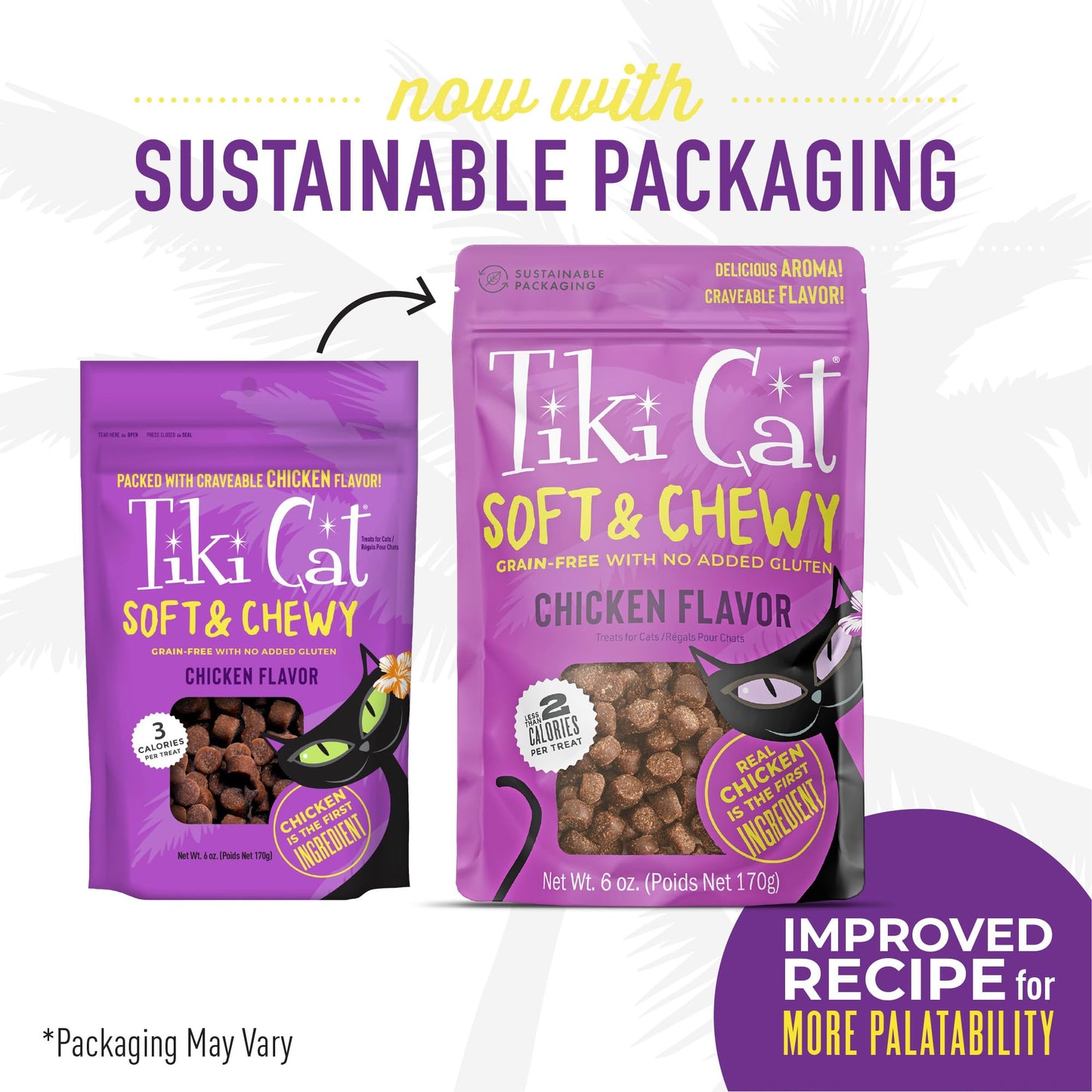 Tiki Cat Soft & Chewy Treats, Chicken Flavor, 3 Calories Per Treat with Grain-Free and No Added Gluten, 6 oz Pouch (Pack of 1)