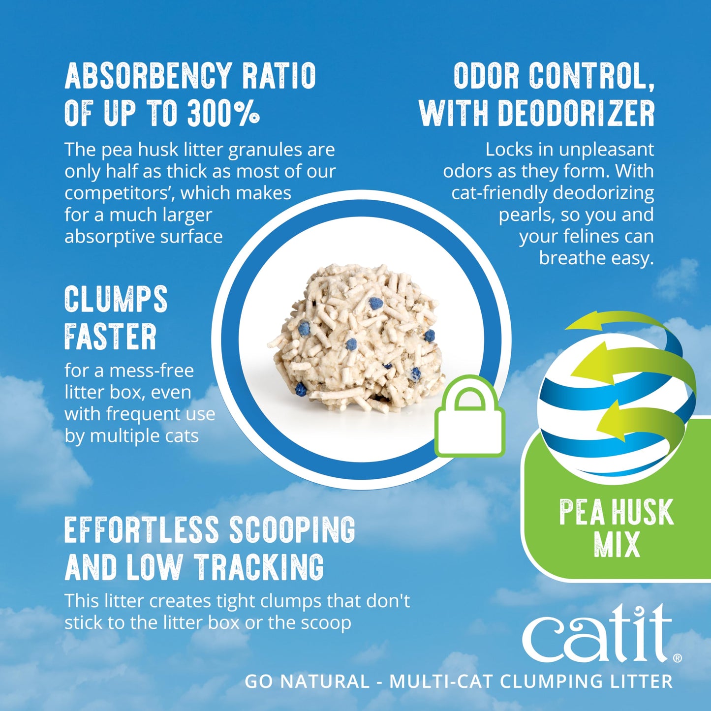 Catit Go Natural Plant-Based Cat Litter, Sustainable and Eco-Friendly, 99% Dust-Free, Low Tracking, High Absorption, Odor Control, Easy to Scoop