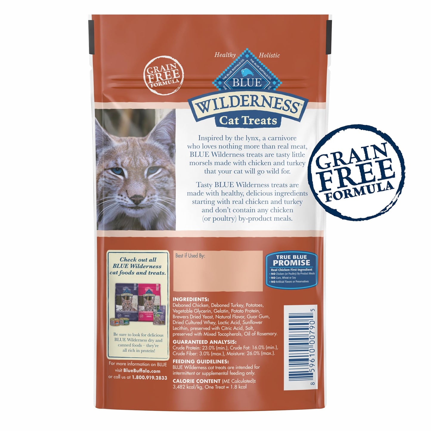 Blue Buffalo Wilderness Soft Cat Treats, Grain-Free and Protein-Rich, Great for Training, Chicken & Turkey Recipe, 2-oz. Bag