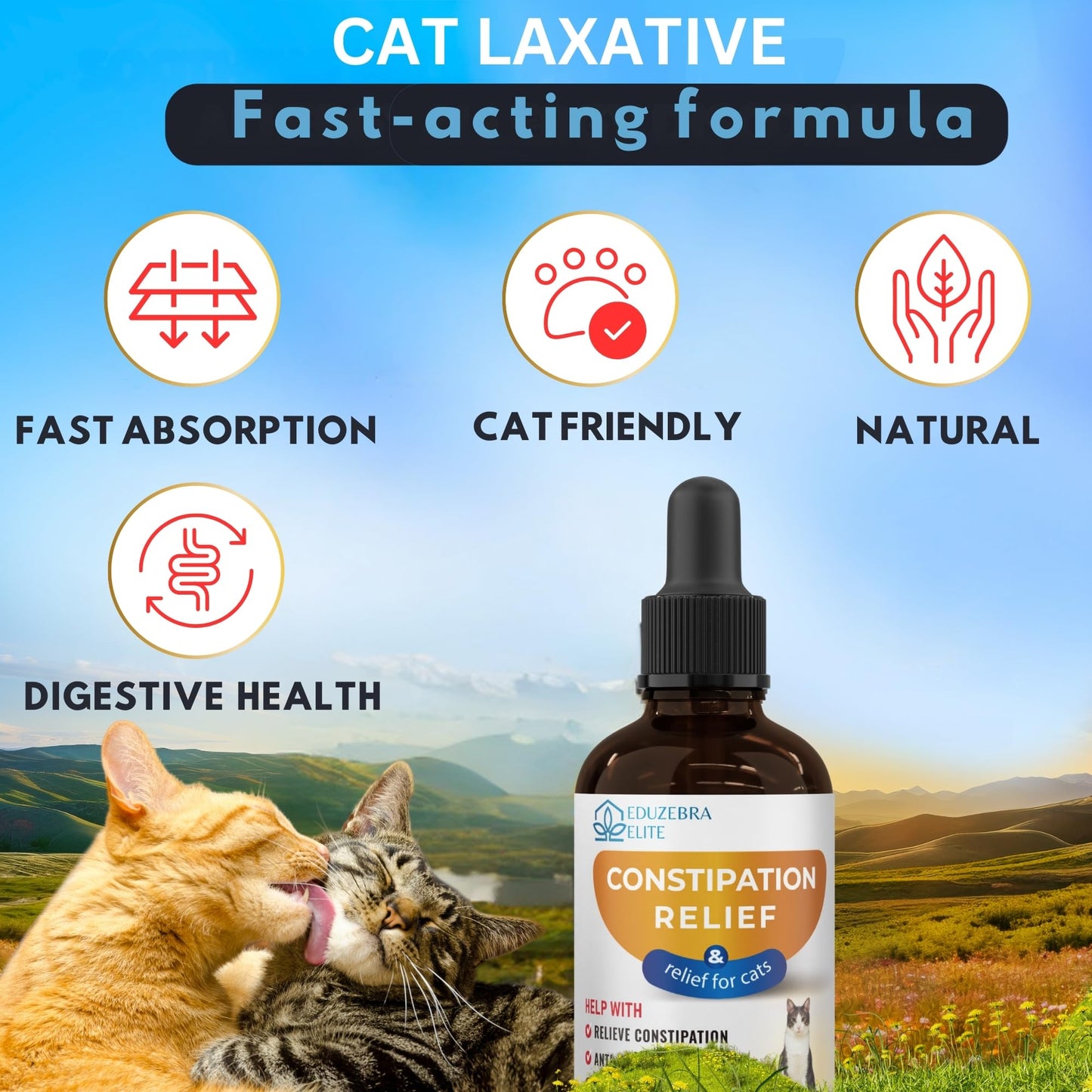 EDUZEBRA Cat Constipation Relief, Constipation Relief for Cat, Cat Laxative Constipation Relief, Cat Stool Softener, Cat Laxative, Promotes Digestive Health.