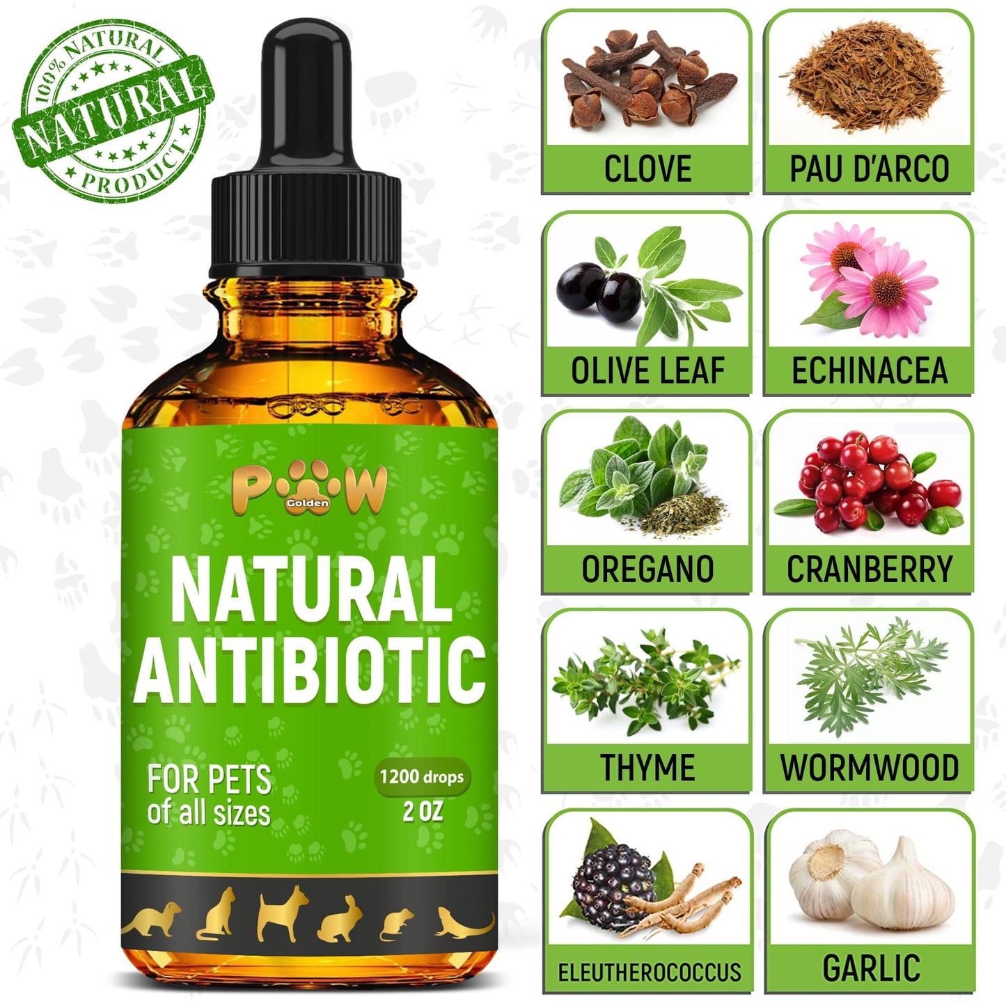 Dog Antibiotics in Drops | Herbal Сat Antibiotics for Infection | Help with Allergies, Itching, Coughs, UTIs | Skin, Coat, Digestion Care | for All Breeds & Ages | Pet Vitamins & Supplements | 2 oz