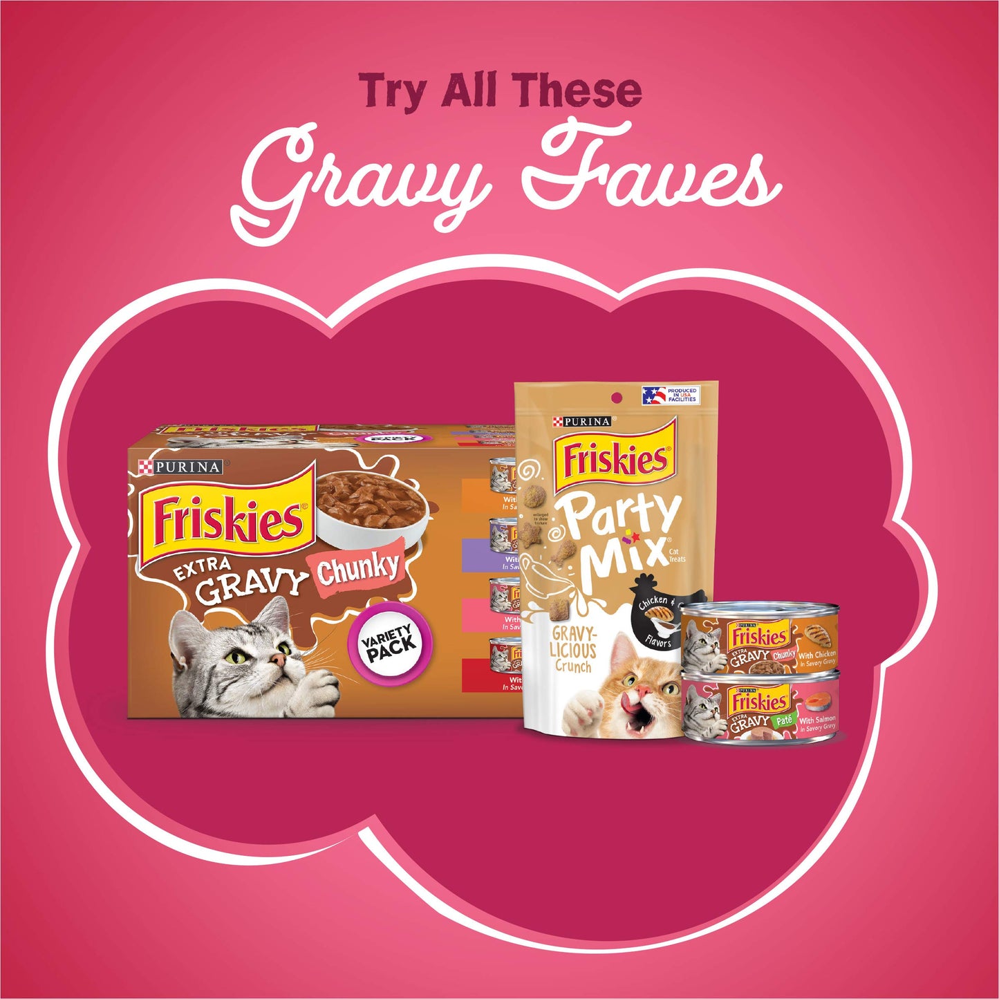 Purina Friskies Dry Cat Food Gravy Swirl'd With Flavors of Chicken, Salmon and Gravy - 3.15 lb. Bag