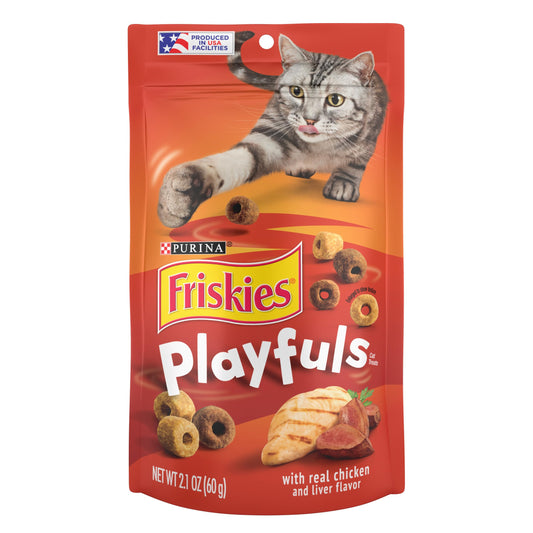 Purina Friskies Playfuls With Chicken and Liver Flavor Cat Treats - (Pack of 10) 2.1 oz. Pouches