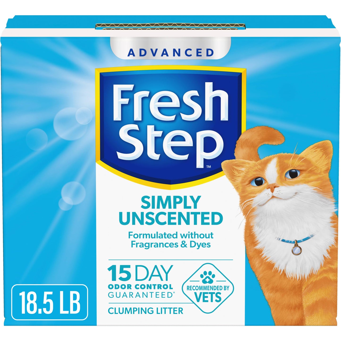 Fresh Step Advanced Simply Unscented Clumping Litter, Fresh Step Unscented Cat Litter Fights Odor on Contact, 18.5 lb. Box