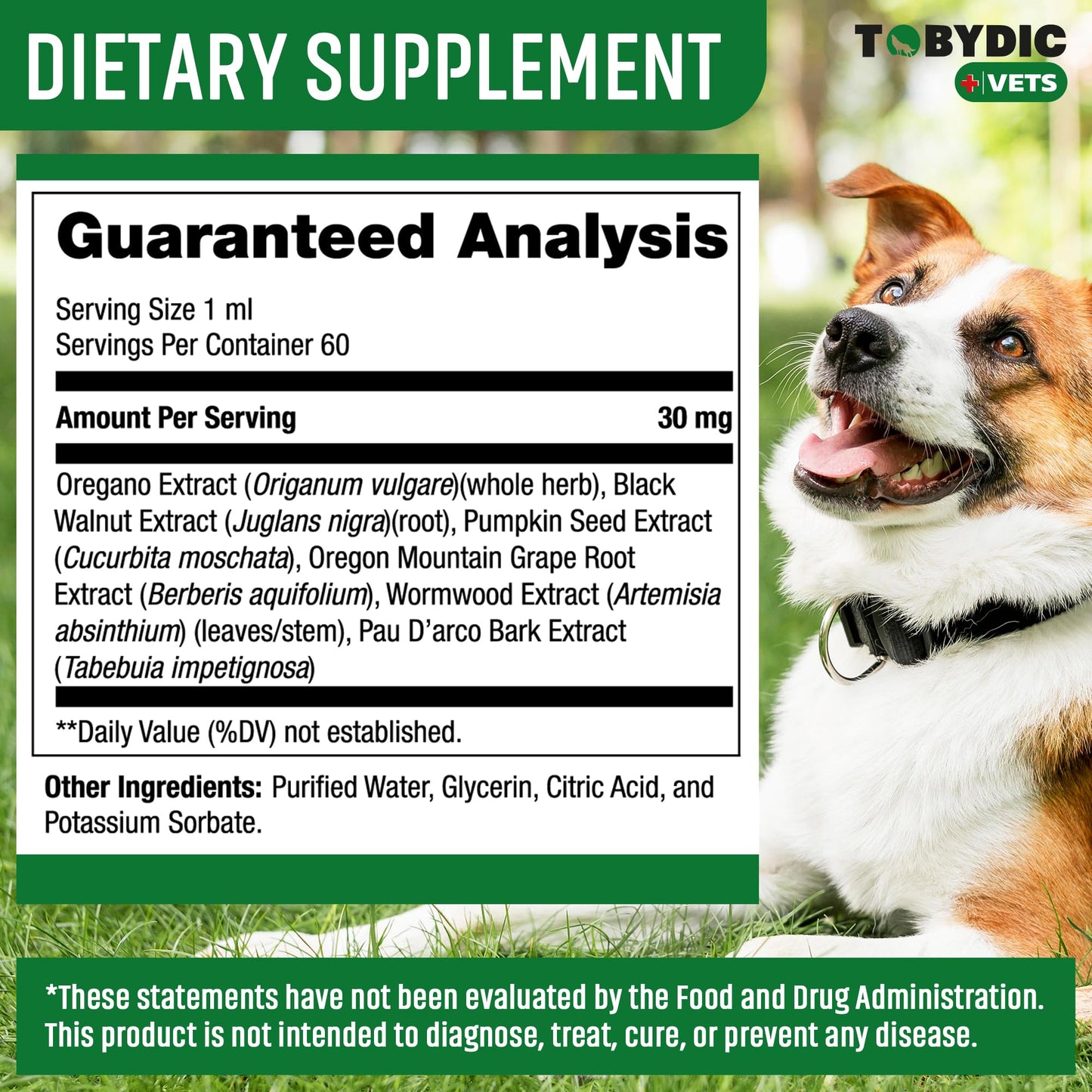 Tobydic Cats & Dogs Natural Broad Spectrum Intestinal Defense Treatment & Digestive Liquid Herbal Medicine - Medication Helps Remove Toxins & Parasites - Supplement Drops Made in USA