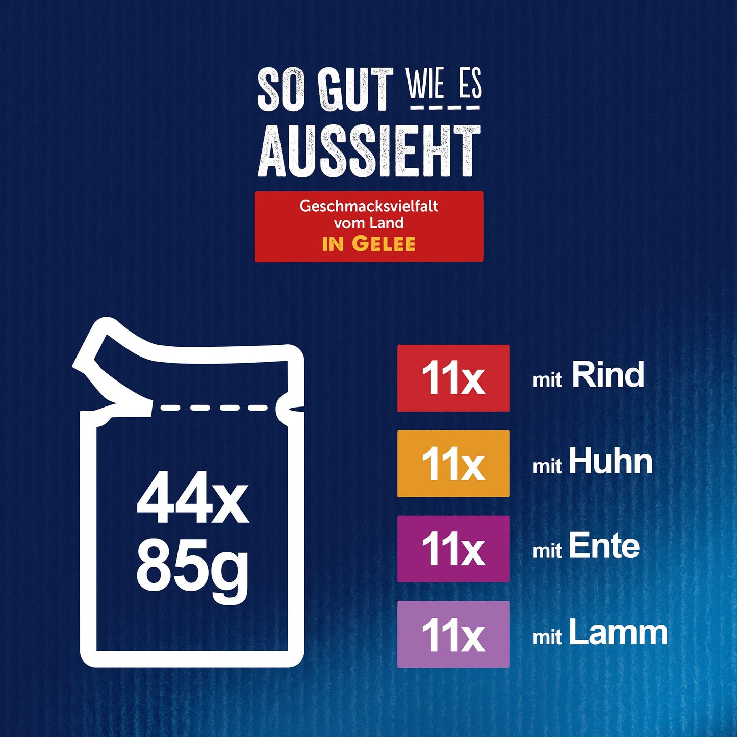 FELIX So gut wie es aussieht Geschmacksvielfalt vom Land in Gelee Katzennassfutter 44x85g Portionsbeutel