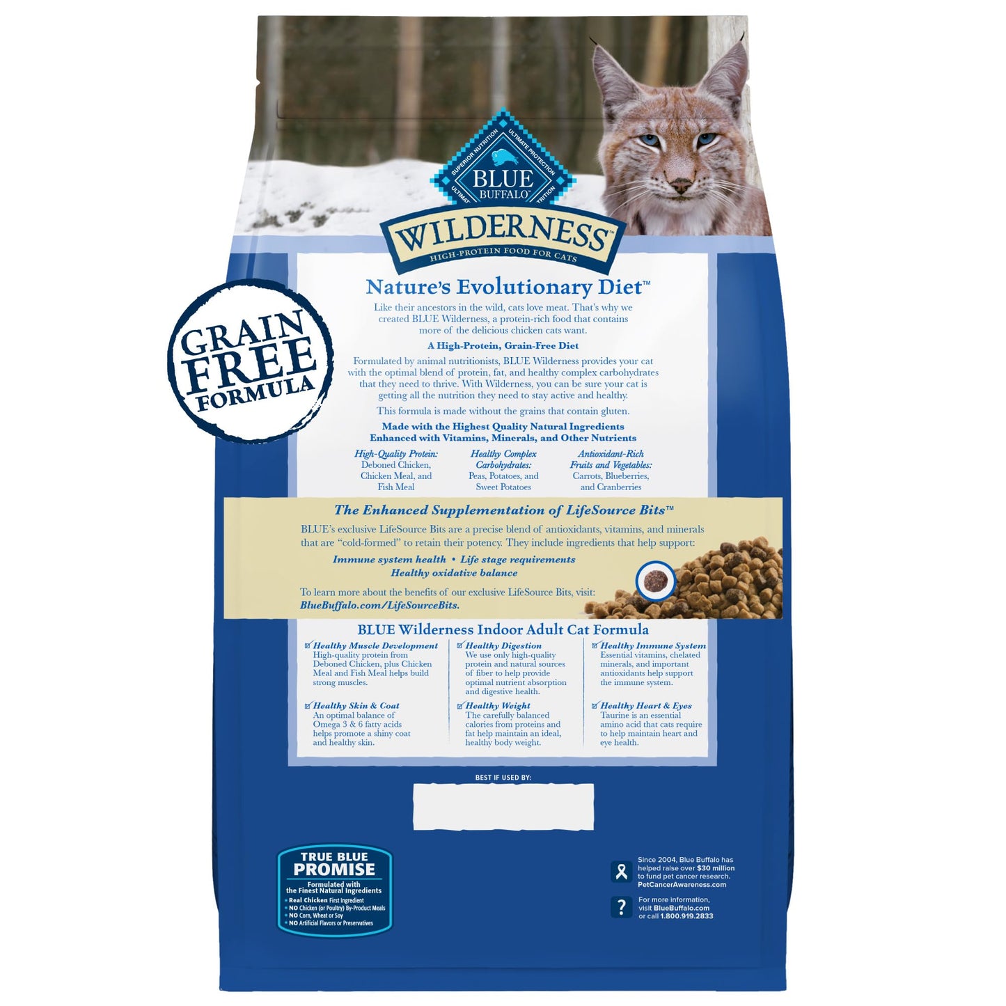 Blue Buffalo Wilderness Natural Adult Dry Cat Food Indoor Cats, High-Protein & Grain-Free, Chicken, 5-lb. Bag