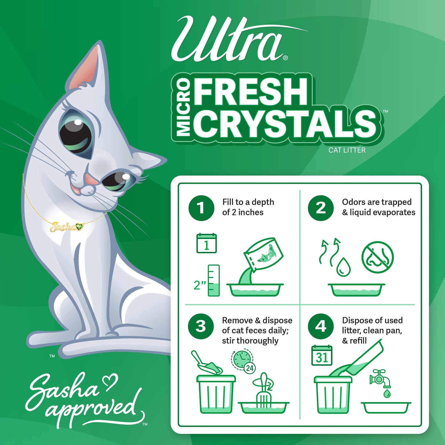 Ultra Fresh Scented Micro Crystals Premium Cat Litter - 99.9% Dust Free, Soft on Paws - 5 Lbs.