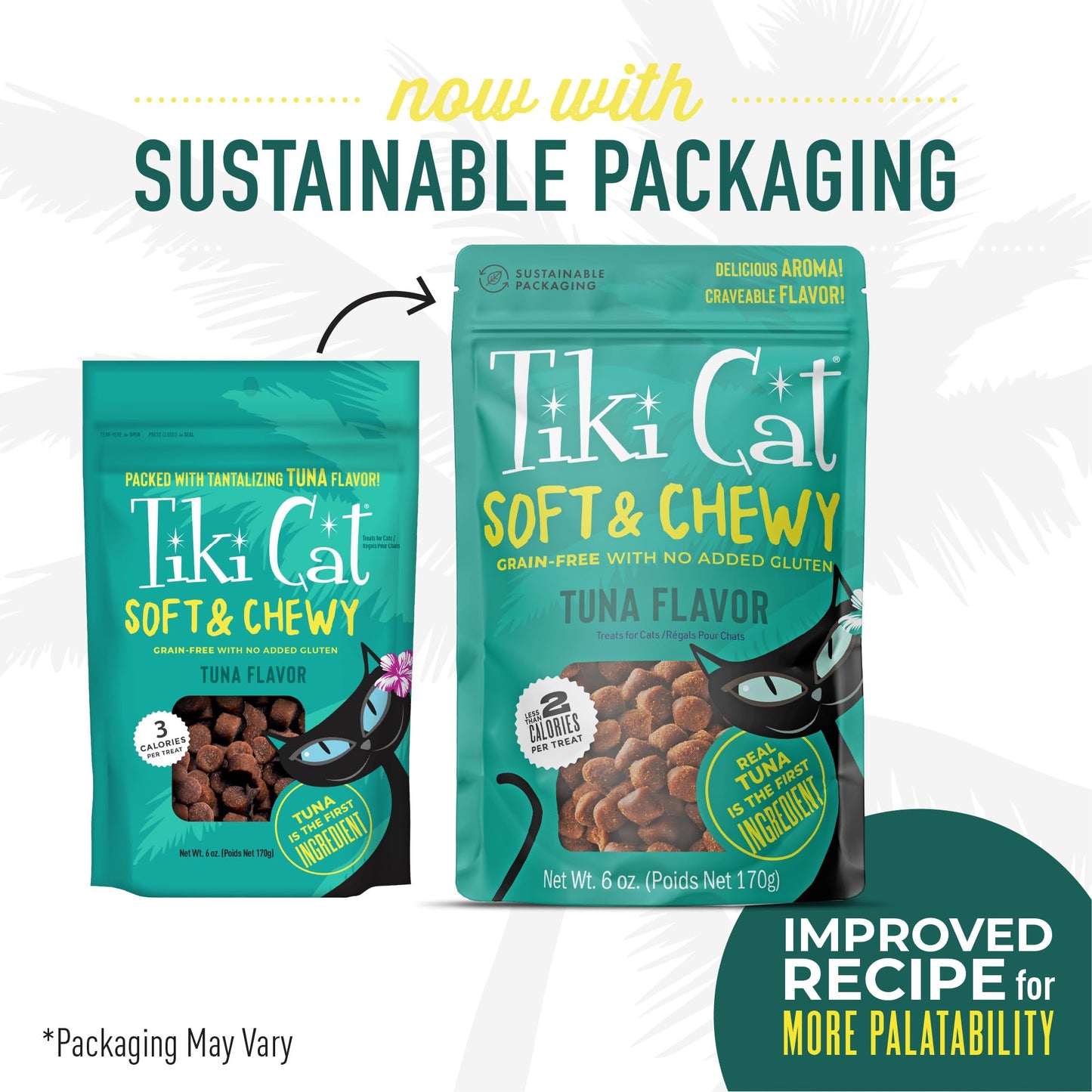 Tiki Cat Soft & Chewy Treats, Tuna Flavor, 3 Calories Per Treat with Grain-Free and No Added Gluten, 6 oz Pouch (Pack of 1)