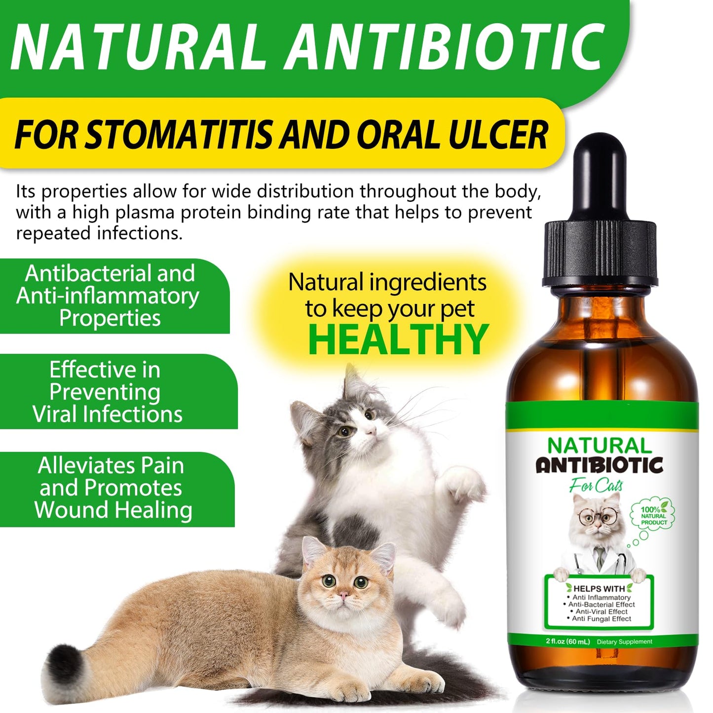 Cat Antibiotics, Antibiotics for Cats, Natural Cat Antibiotics, Cat Antibiotics Multivitamin, Cat Herbal Supplements 60ml