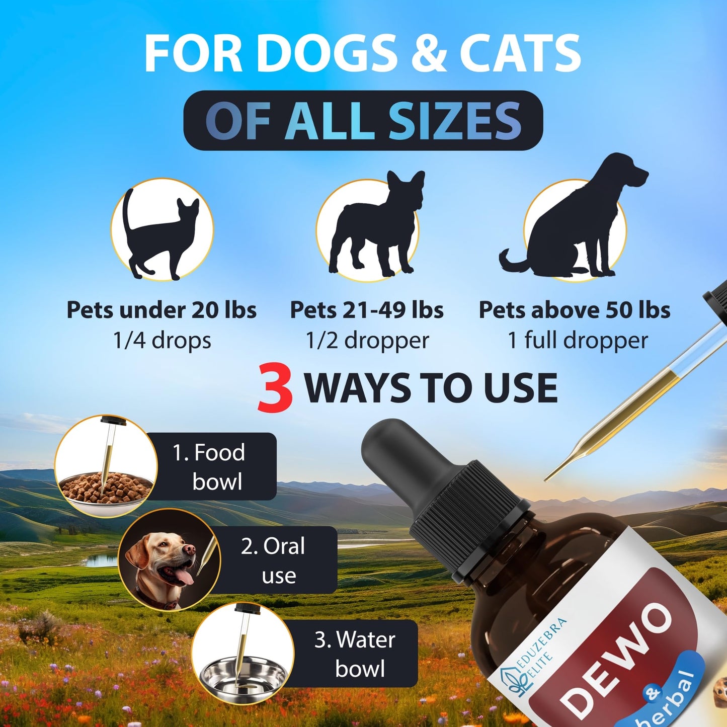 Cats and Dogs Natural Broad Spectrum Treatment - Against Parasites and Toxins - Herbal Medicine Support - All Breeds and Size - Puppy & Kitten