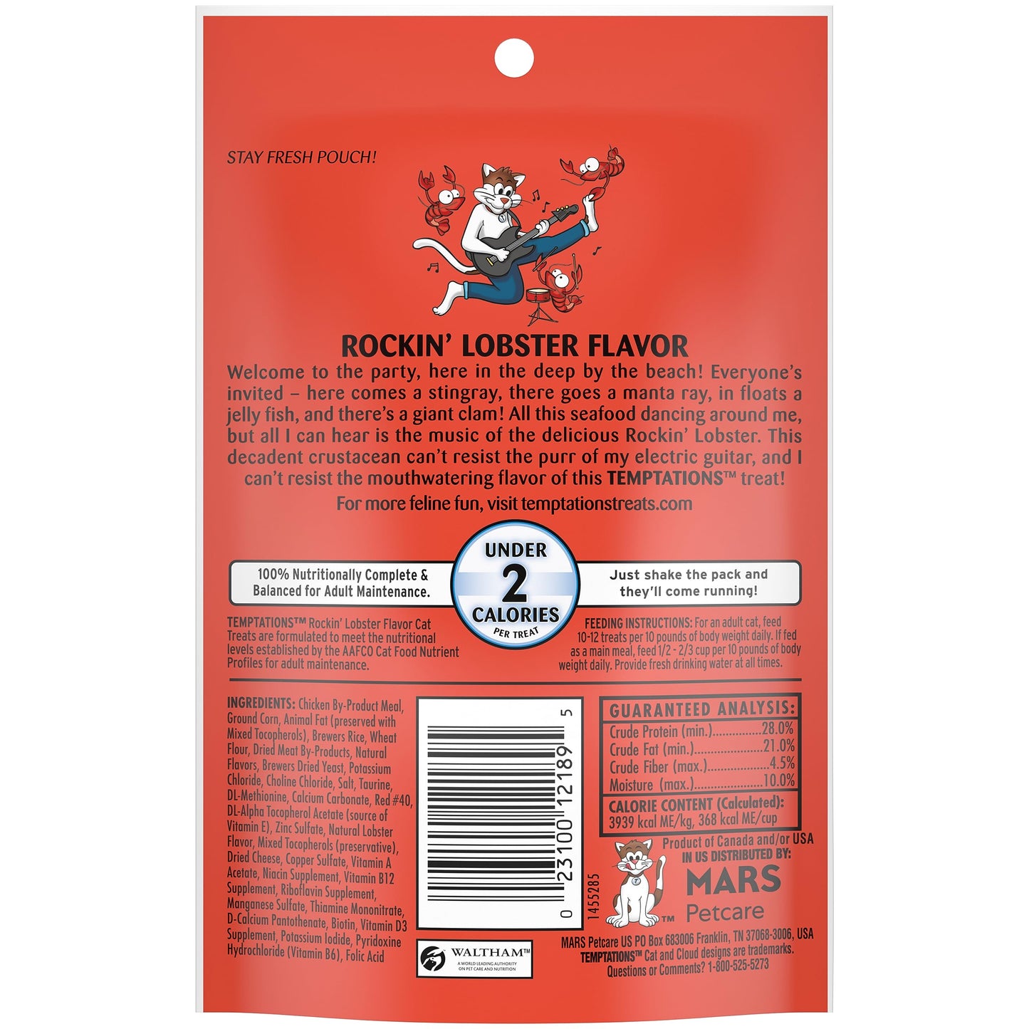 Temptations Classic Crunchy and Soft Cat Treats Rockin' Lobster Flavor, 3 oz. Pouch (Pack of 12)