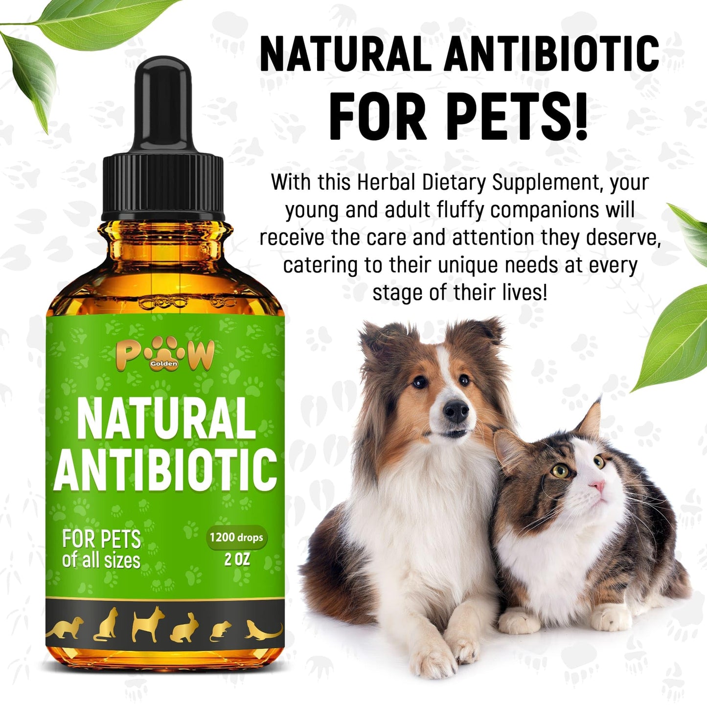 Dog Antibiotics in Drops | Herbal Сat Antibiotics for Infection | Help with Allergies, Itching, Coughs, UTIs | Skin, Coat, Digestion Care | for All Breeds & Ages | Pet Vitamins & Supplements | 2 oz